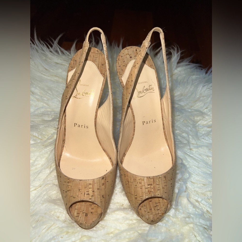 Cork Christian Louboutin Slingbacks